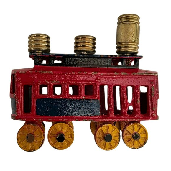 Vintage Kids Menorah Street Cars Train Hanukkah Judaica Trolley Cast Iron Brass - Picture 2 of 12